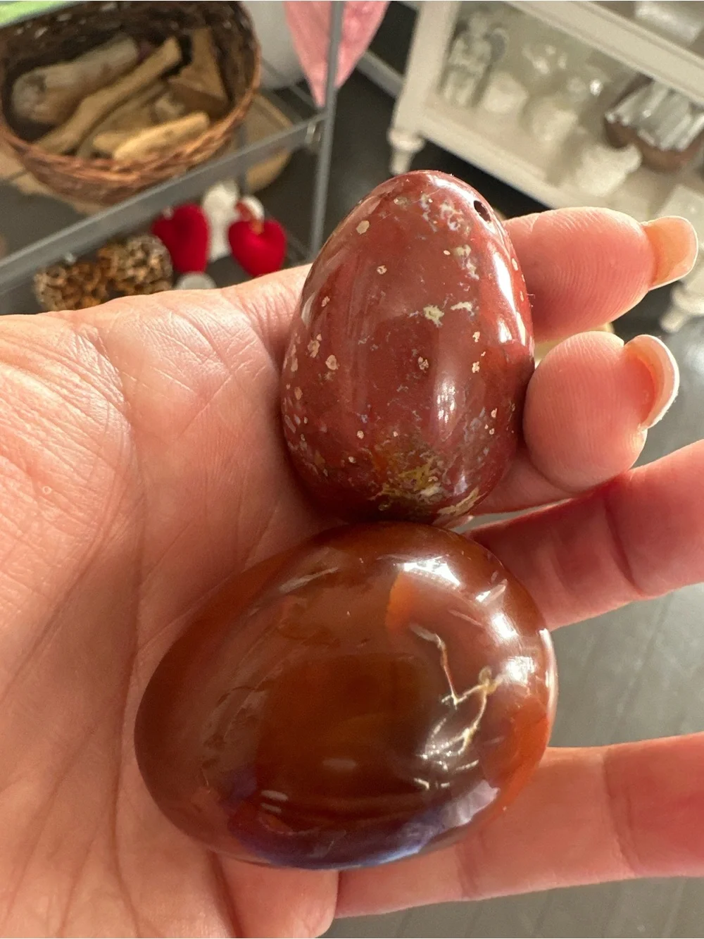 Red Jasper Crystal Egg • Polished Natural Stone • Boho Home Decor • Meditation